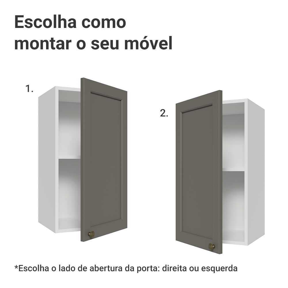 Armário Aéreo 35 cm 1 Porta Branco/Cinza Vik Madesa