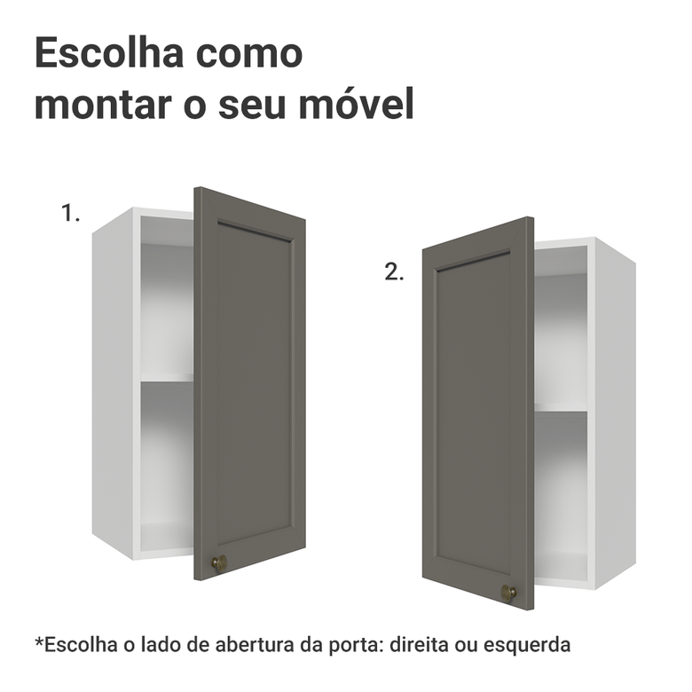 Armário Aéreo 35 cm 1 Porta Branco/Cinza Vik Madesa