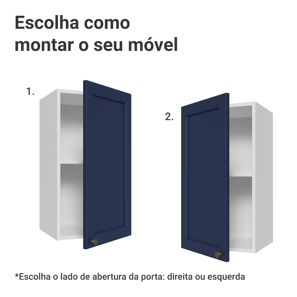 Armário Aéreo 35 cm 1 Porta Branco/Azul Vik Madesa