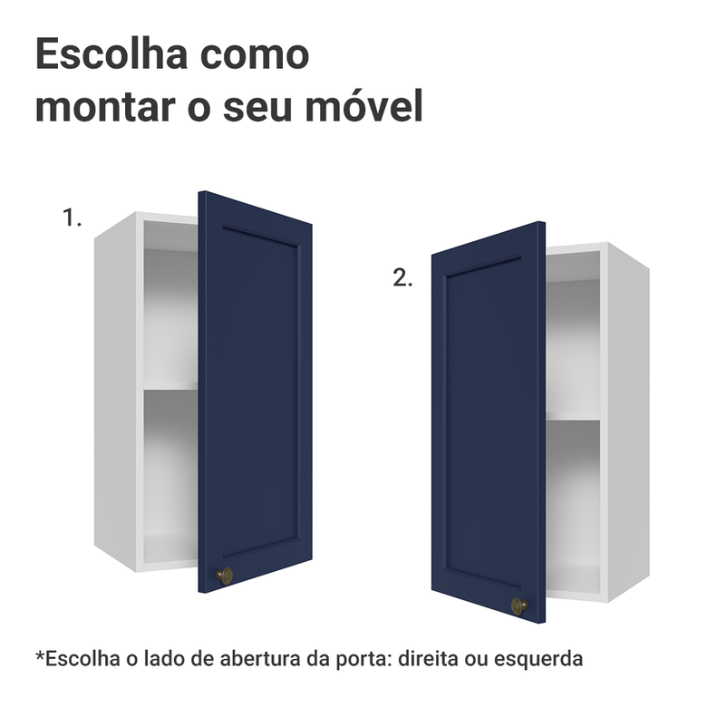 Armário Aéreo 35 cm 1 Porta Branco/Azul Vik Madesa