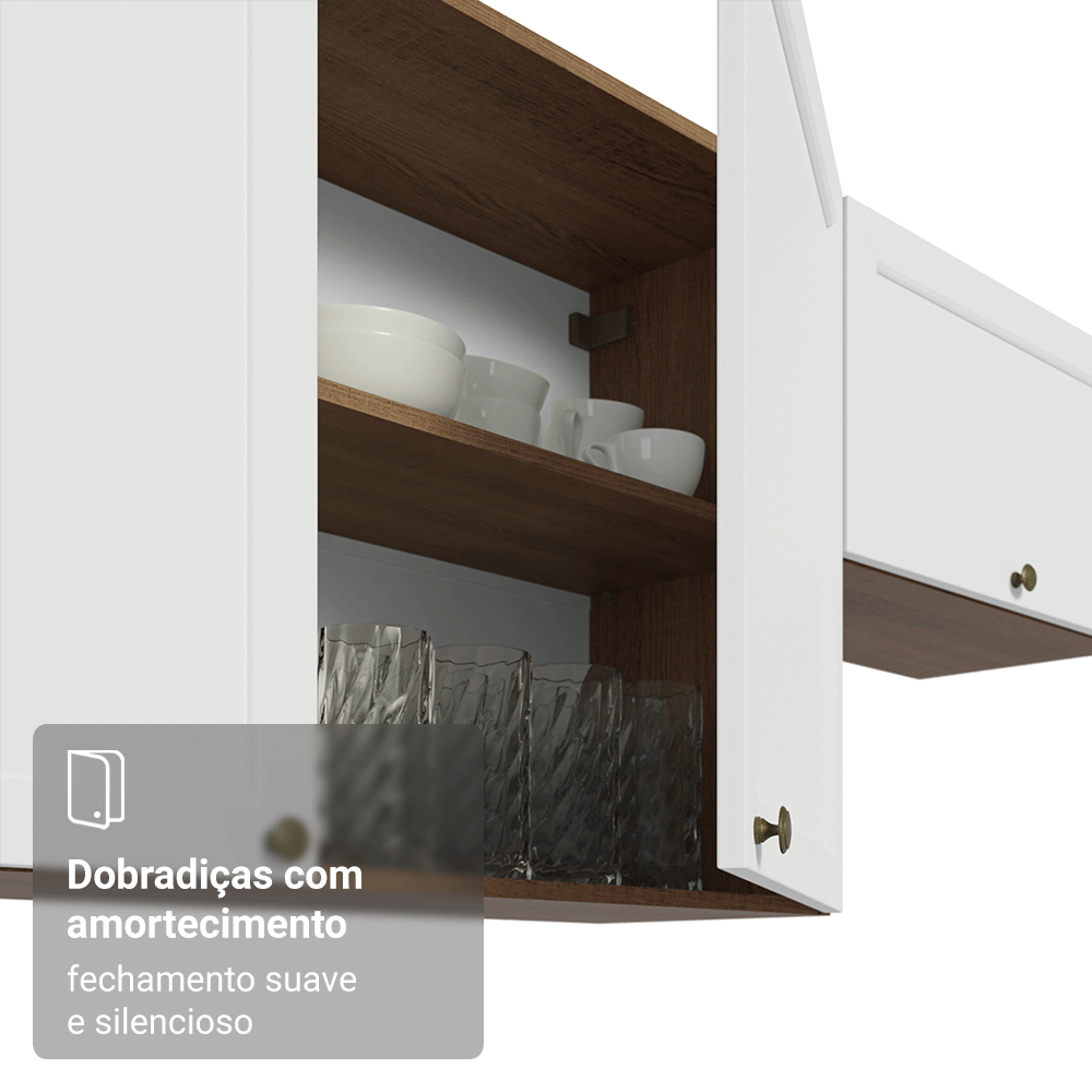 Armário Aéreo 35 cm 1 Porta Rustic/Branco Vik Madesa