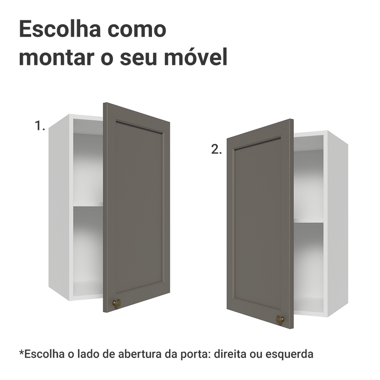Armário Aéreo 40 cm 1 Porta Branco/Cinza Vik Madesa