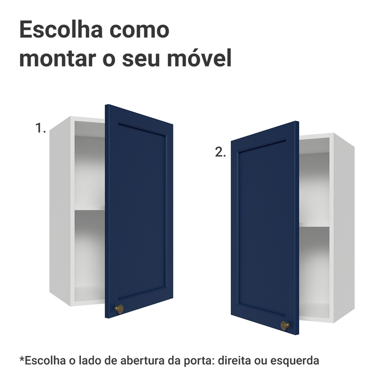 Armário Aéreo 40 cm 1 Porta Branco/Azul Vik Madesa