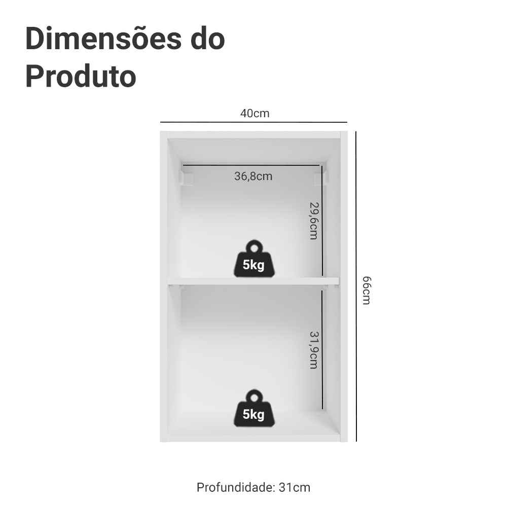 Armário Aéreo 40 cm 1 Porta Branco/Verde Vik Madesa - Branco/Verde