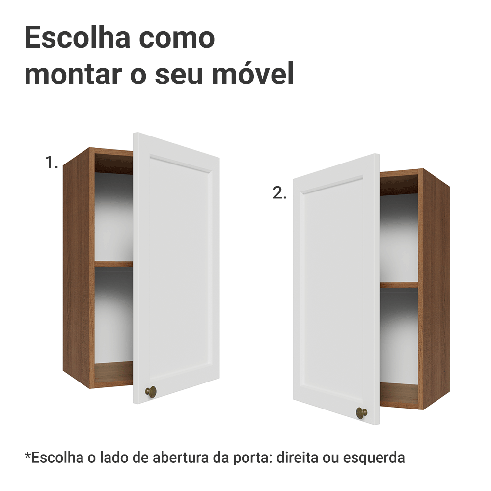 Armário Aéreo 40 cm 1 Porta Rustic/Branco Vik Madesa