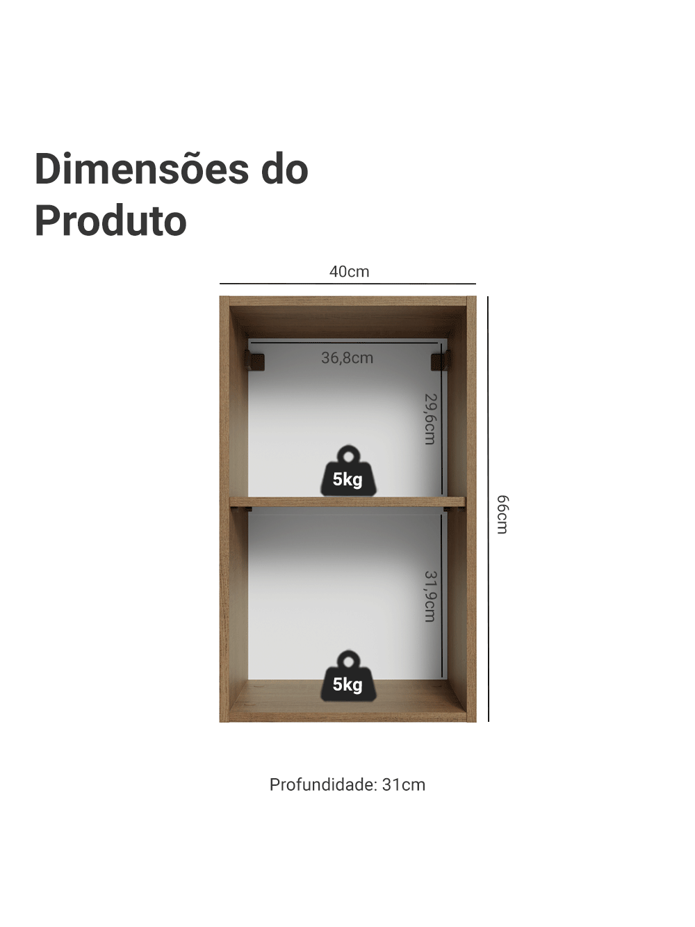 Armário Aéreo 40 cm 1 Porta Rustic/Cinza Vik Madesa - Rustic/Cinza