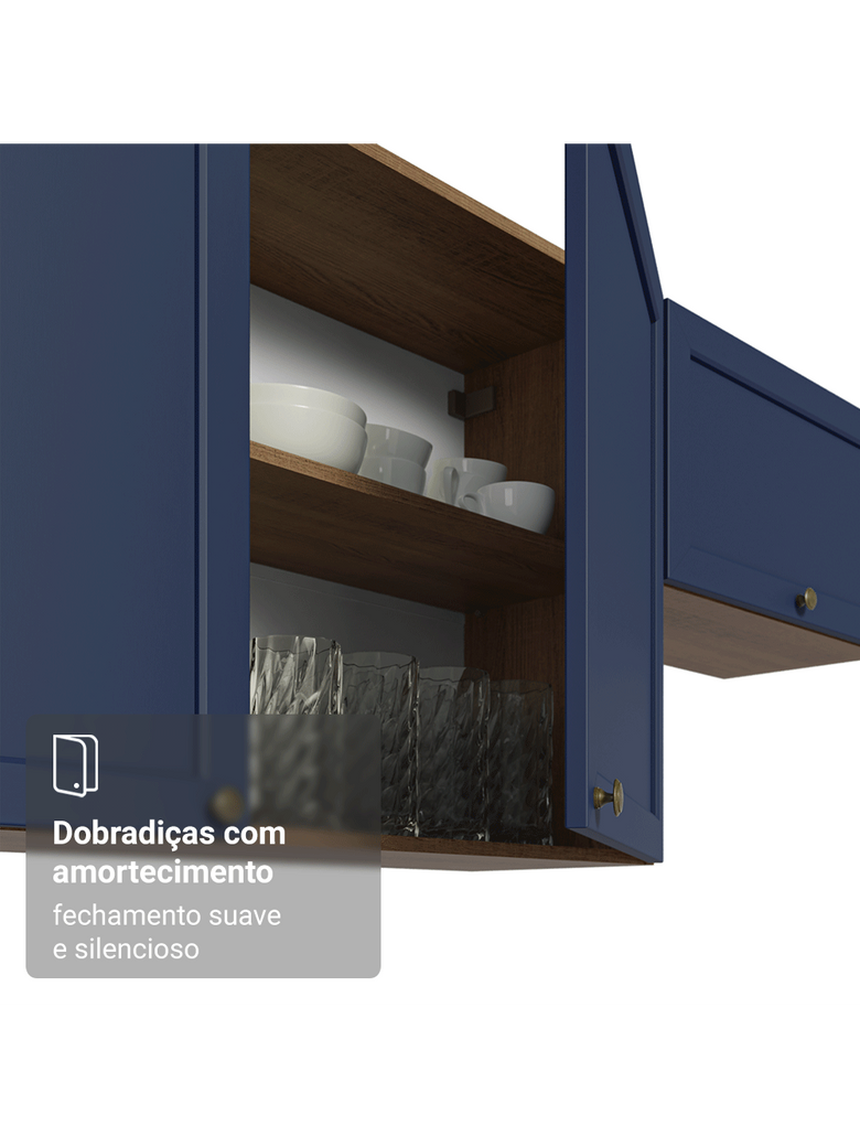 Armário Aéreo 40 cm 1 Porta Rustic/Azul Vik Madesa