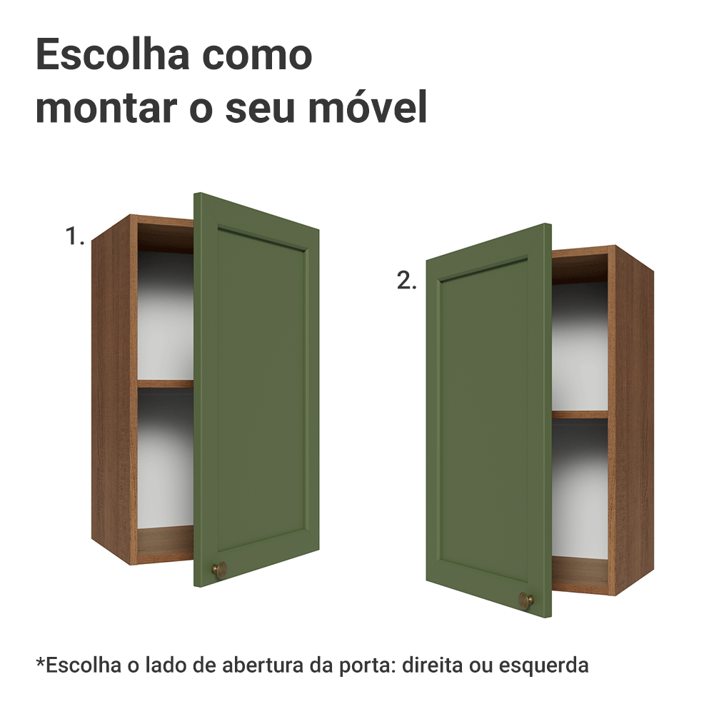 Armário Aéreo 40 cm 1 Porta Rustic/Verde Vik Madesa