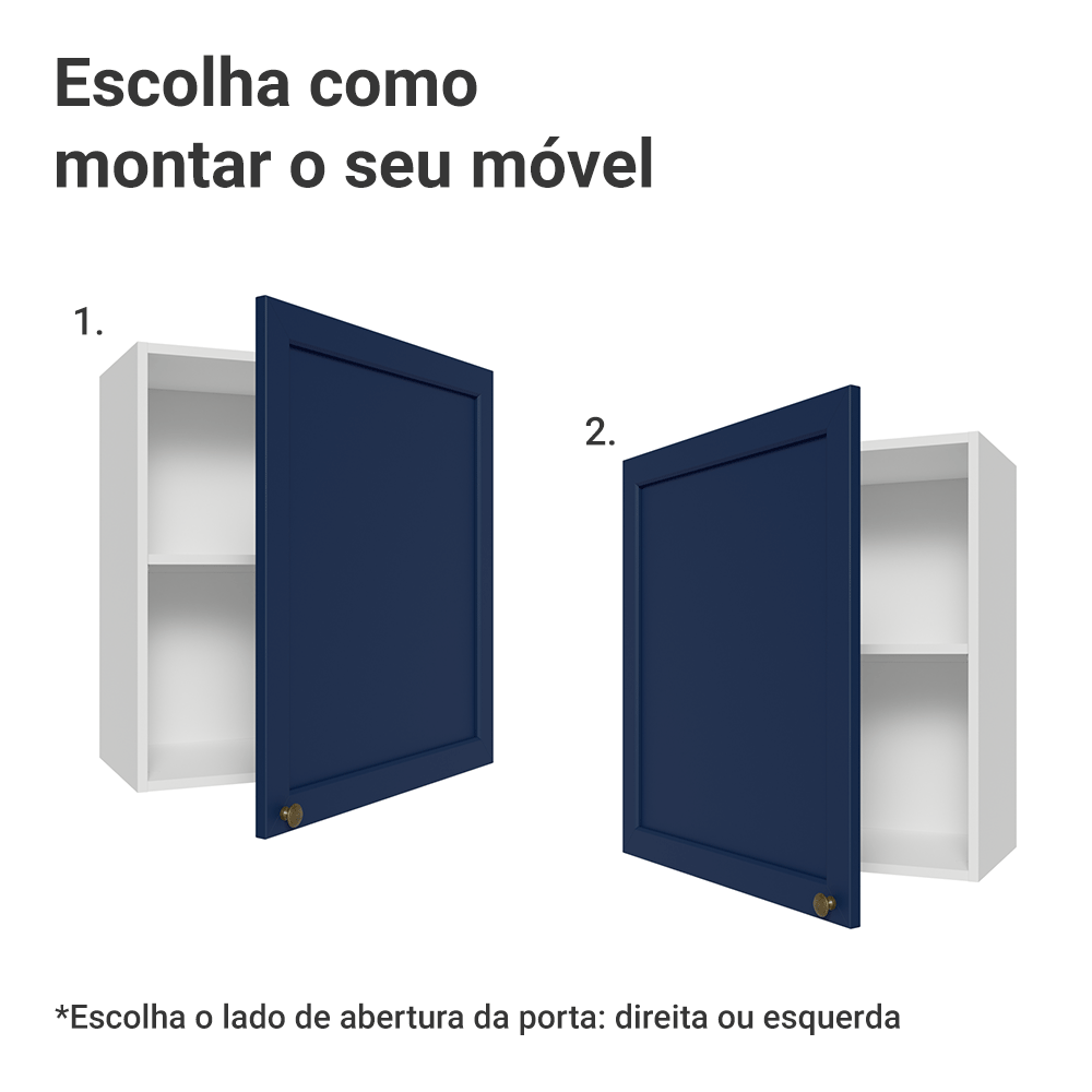 Armário Aéreo 60 cm 1 Porta Branco/Azul Vik Madesa