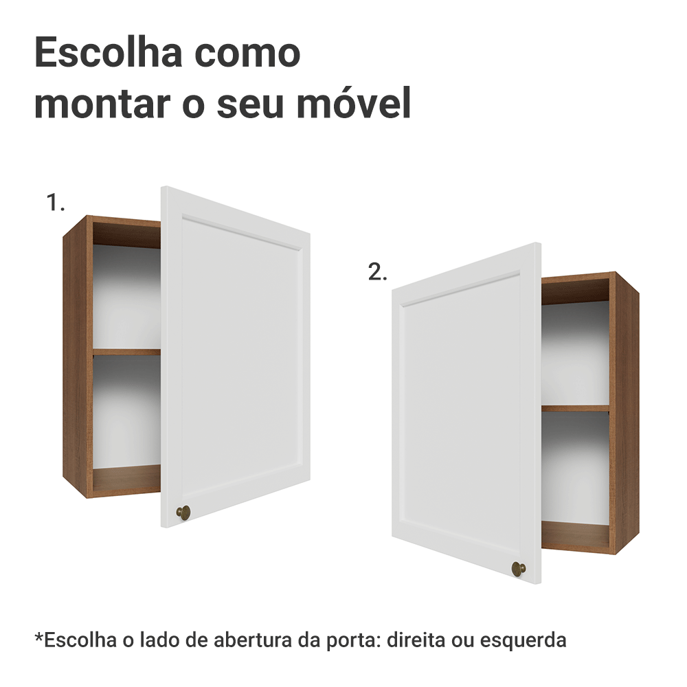 Armário Aéreo 60 cm 1 Porta Rustic/Branco Vik Madesa