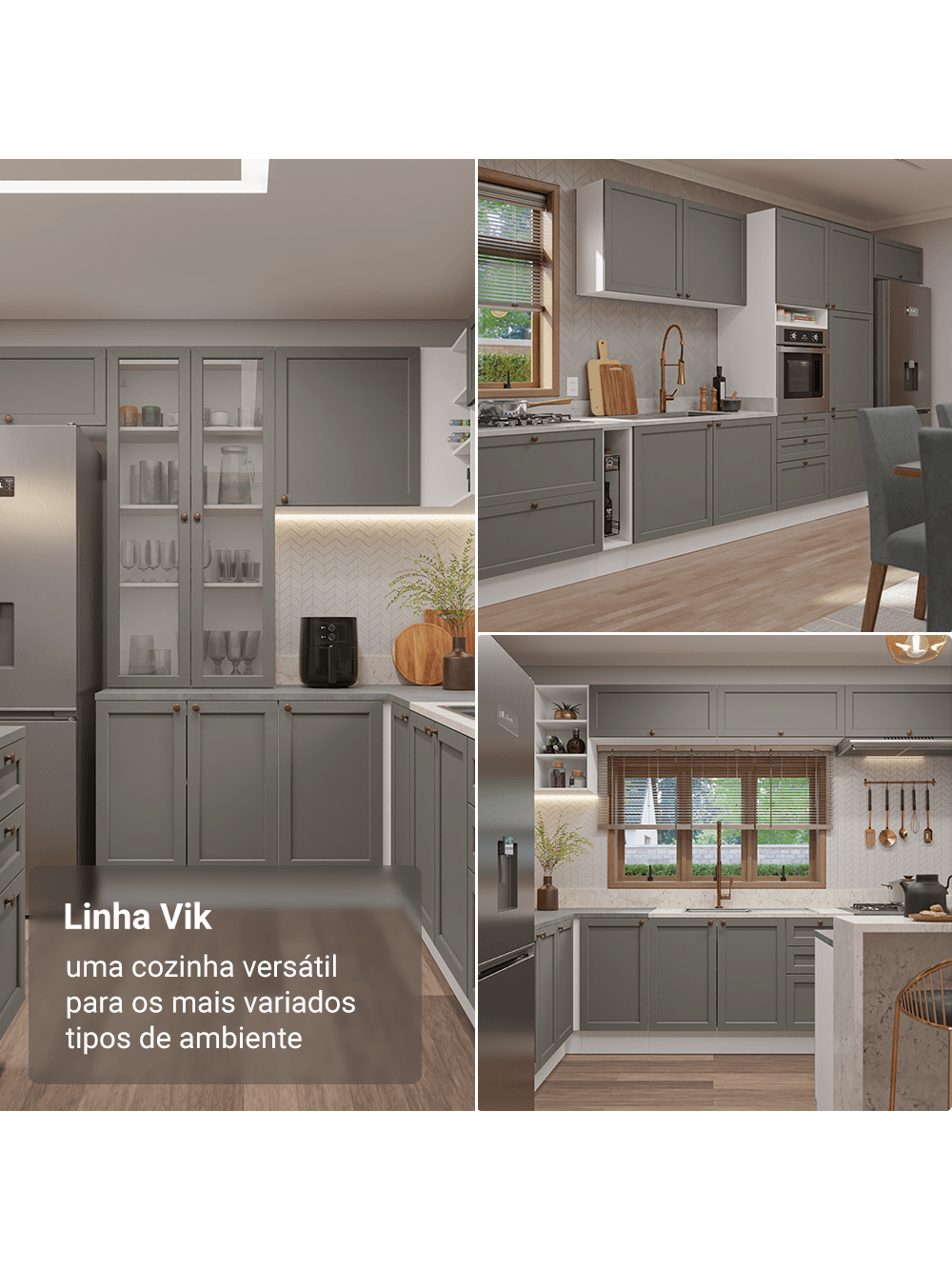 Armário Aéreo 70 cm 2 Portas Branco/Cinza Vik Madesa