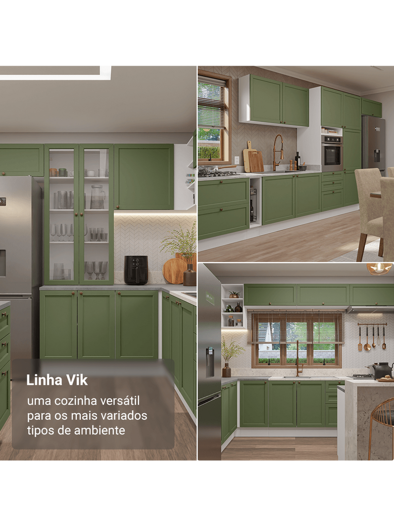 Armário Aéreo 70 cm 2 Portas Branco/Verde Vik Madesa