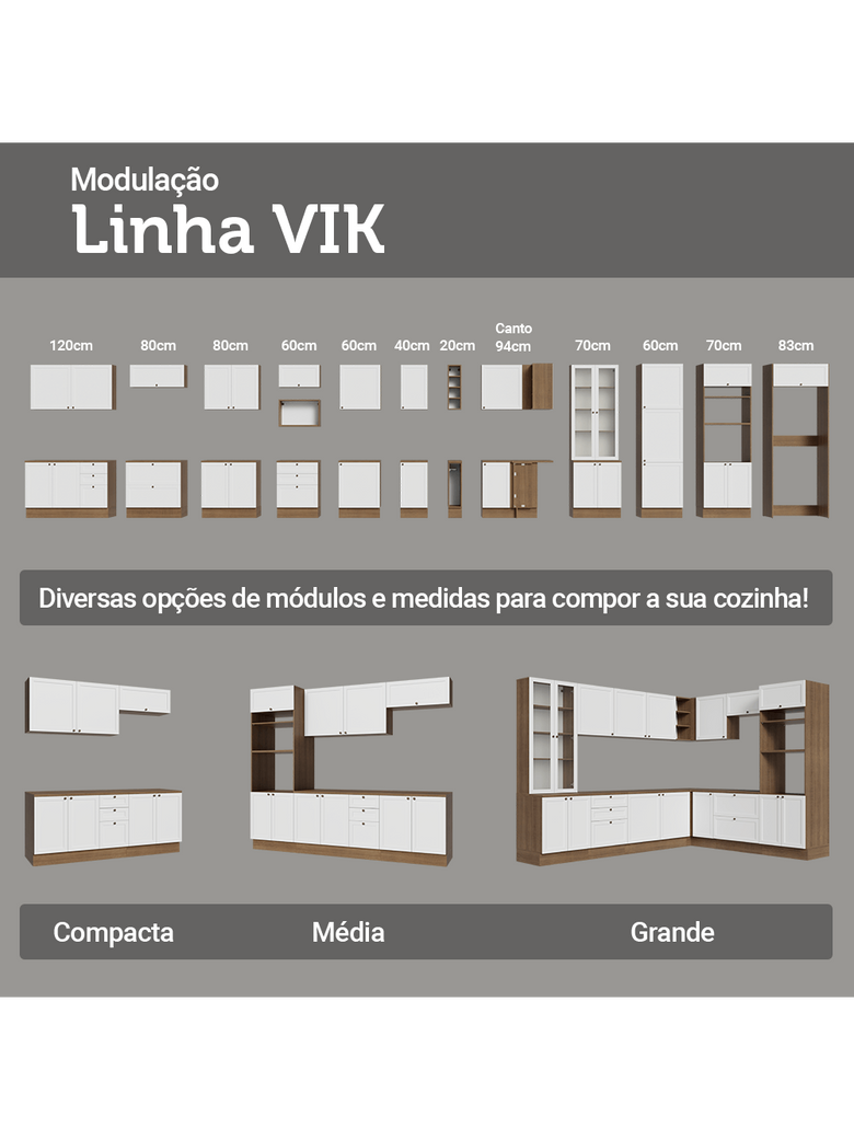 Armário Aéreo 70 cm 1 Porta Basculante Rustic/Branco Vik Madesa