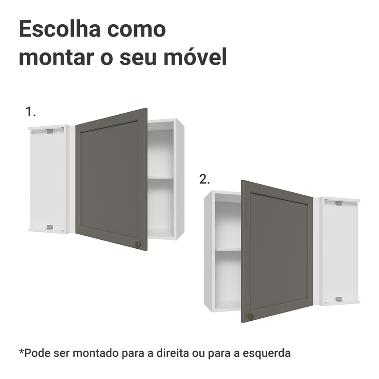 Armário Aéreo de Canto 1 Porta Branco/Cinza Vik Madesa