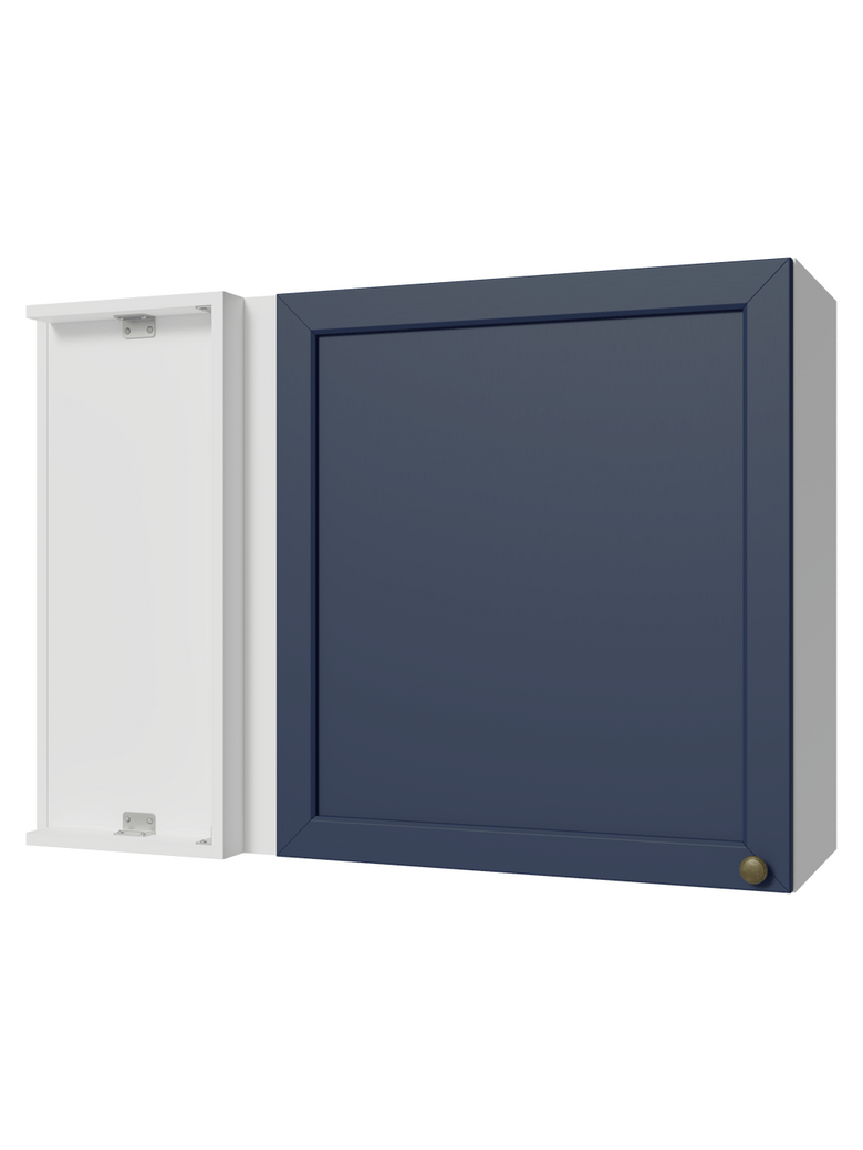 Armário Aéreo de Canto 1 Porta Branco/Azul Vik Madesa