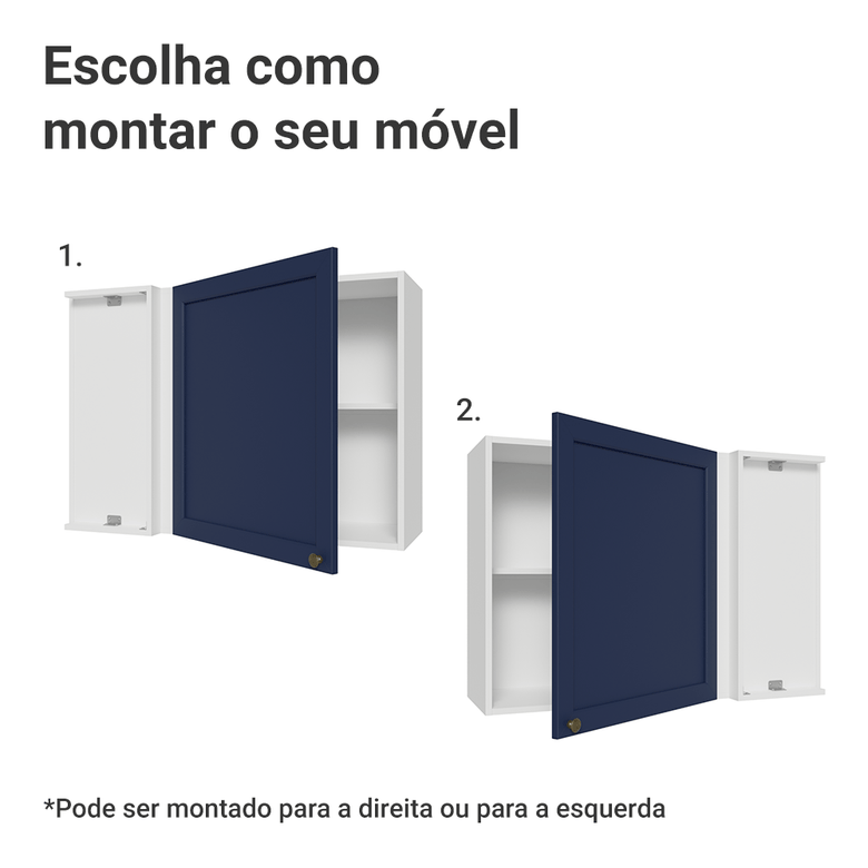 Armário Aéreo de Canto 1 Porta Branco/Azul Vik Madesa
