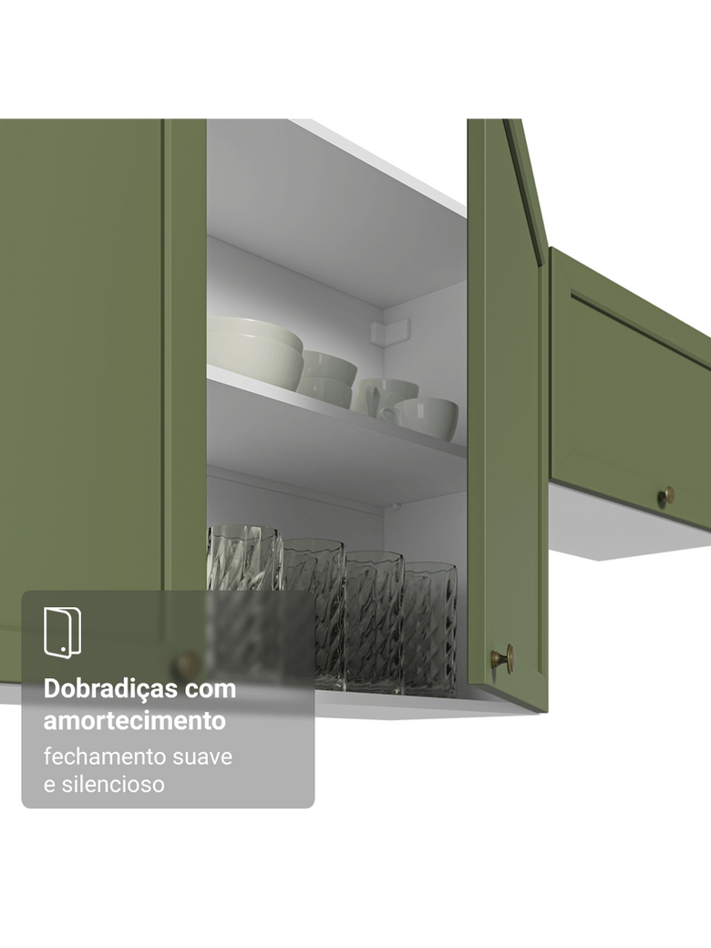 Armário Aéreo de Canto 1 Porta Branco/Verde Vik Madesa