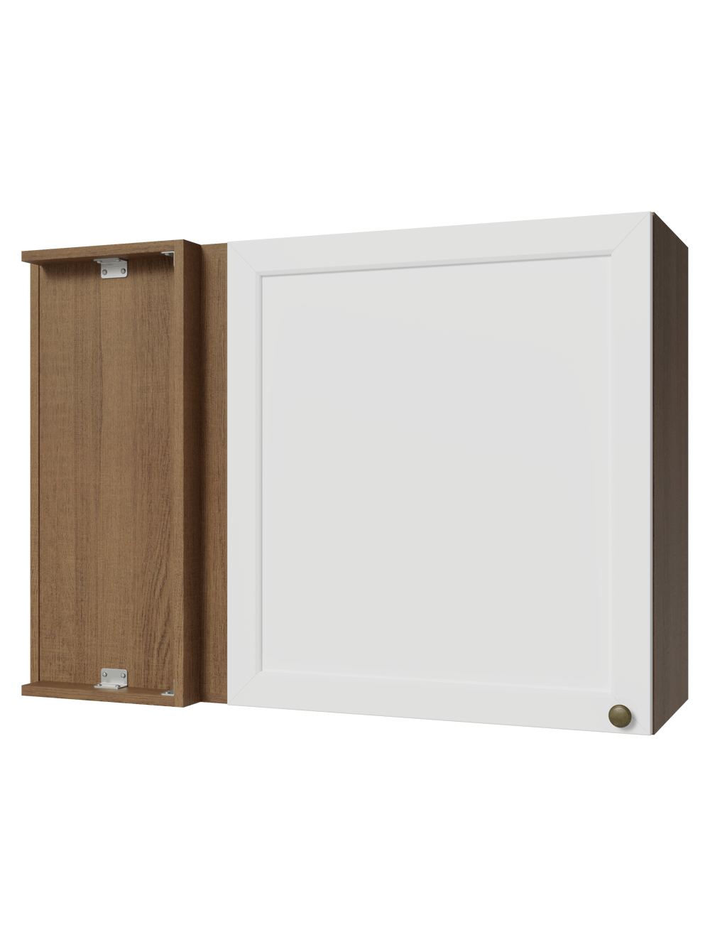 Armário Aéreo de Canto 1 Porta Rustic/Branco Vik Madesa - Rustic/Branco