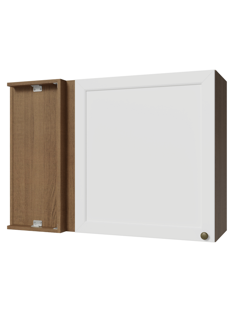 Armário Aéreo de Canto 1 Porta Rustic/Branco Vik Madesa