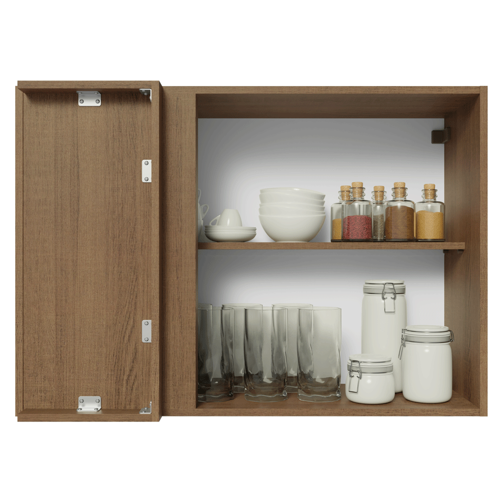 Armário Aéreo de Canto 1 Porta Rustic/Branco Vik Madesa