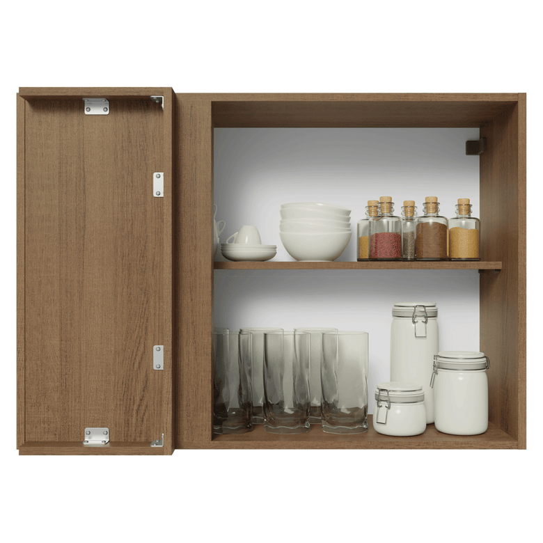 Armário Aéreo de Canto 1 Porta Rustic/Branco Vik Madesa