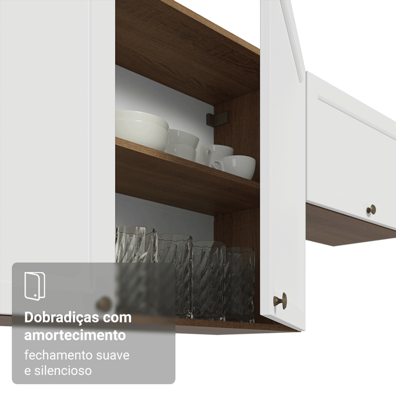 Armário Aéreo de Canto 1 Porta Rustic/Branco Vik Madesa