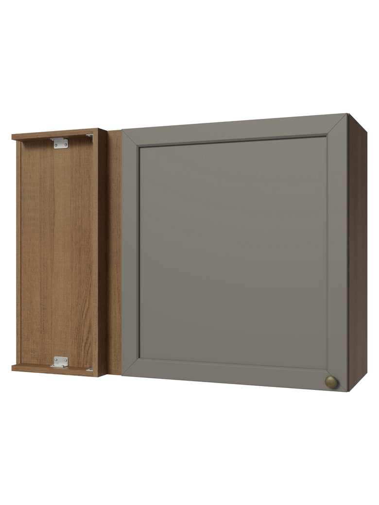 Armário Aéreo de Canto 1 Porta Rustic/Cinza Vik Madesa