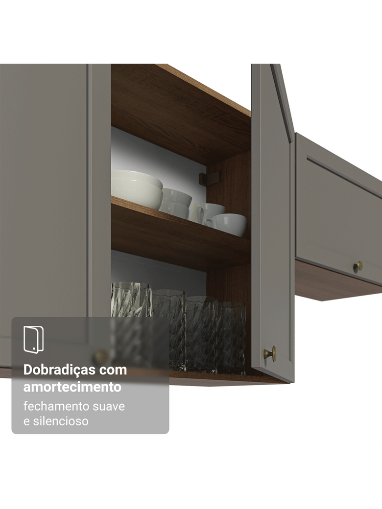 Armário Aéreo de Canto 1 Porta Rustic/Cinza Vik Madesa