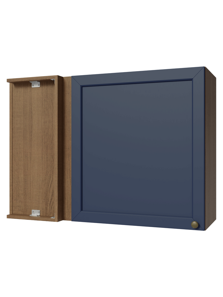 Armário Aéreo de Canto 1 Porta Rustic/Azul Vik Madesa