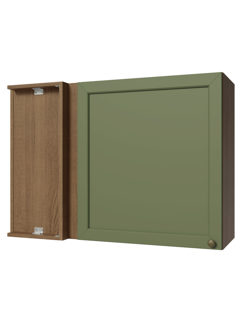Armário Aéreo de Canto 1 Porta Rustic/Verde Vik Madesa