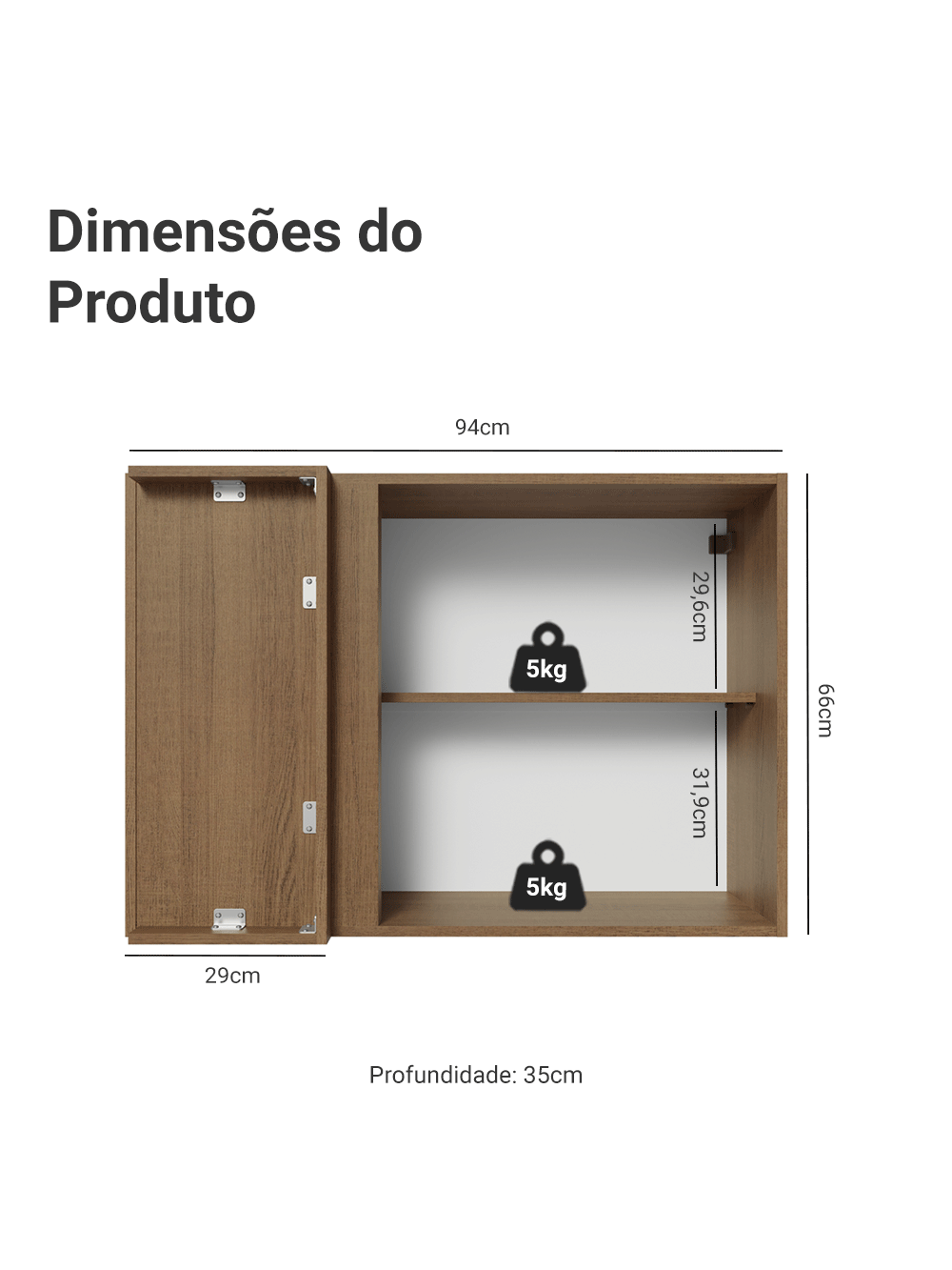 Armário Aéreo de Canto 1 Porta Rustic/Verde Vik Madesa - Rustic/Verde