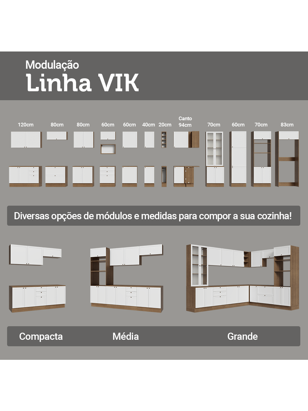 Armário Aéreo 80 cm 2 Portas Rustic/Branco Vik Madesa