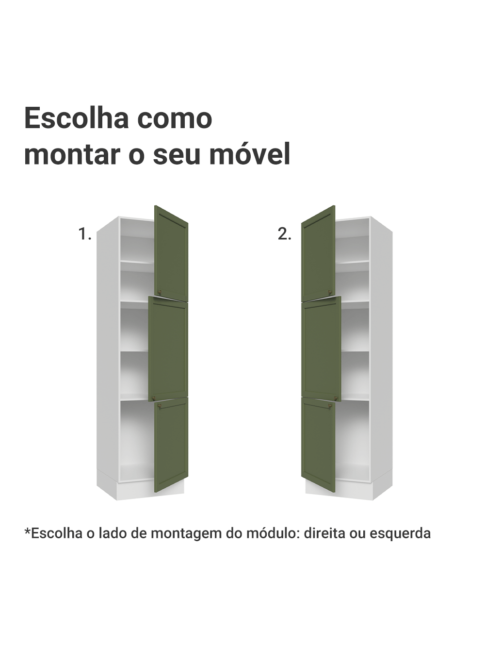 Paneleiro 60 cm 3 Portas Branco/Verde Vik Madesa