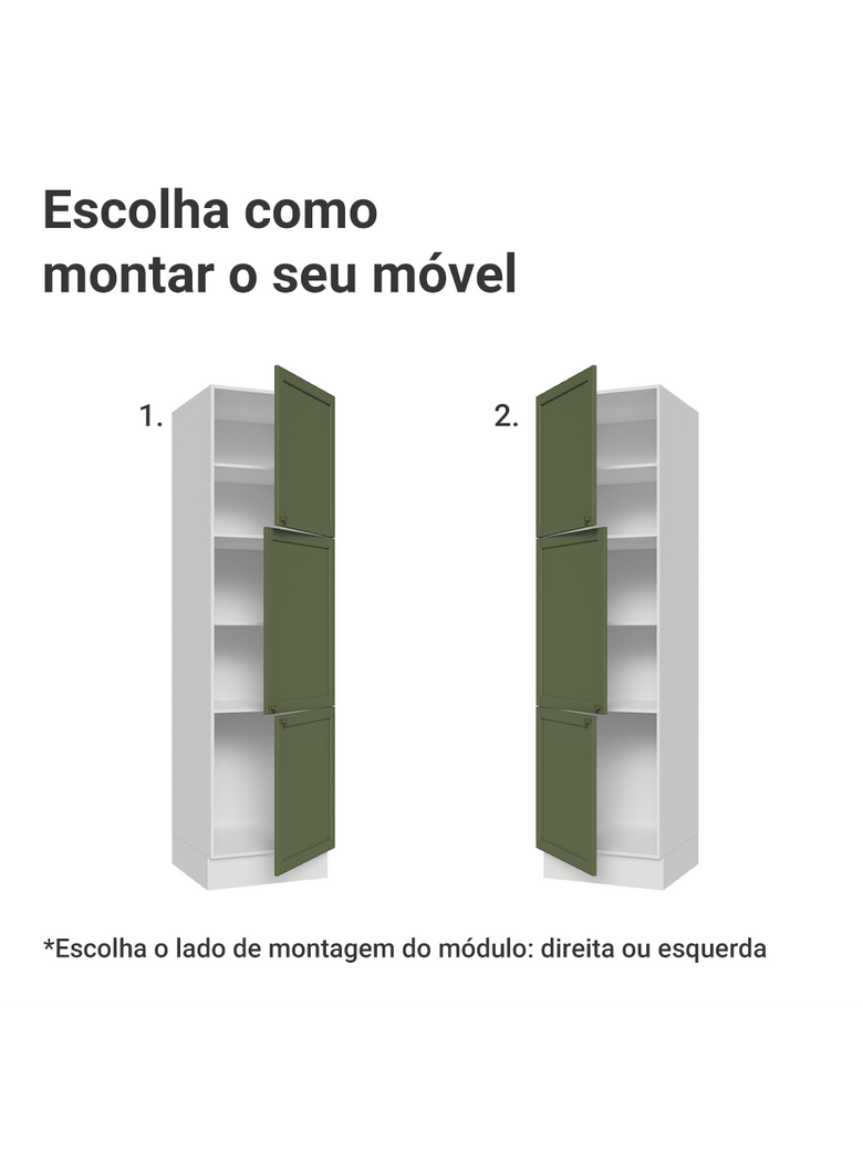 Paneleiro 60 cm 3 Portas Branco/Verde Vik Madesa