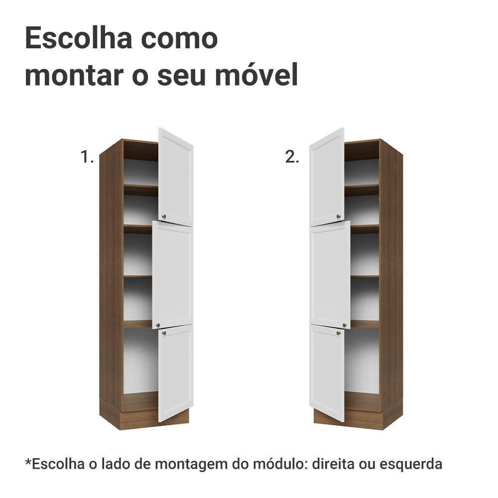 Paneleiro 60 cm 3 Portas Rustic/Branco Vik Madesa