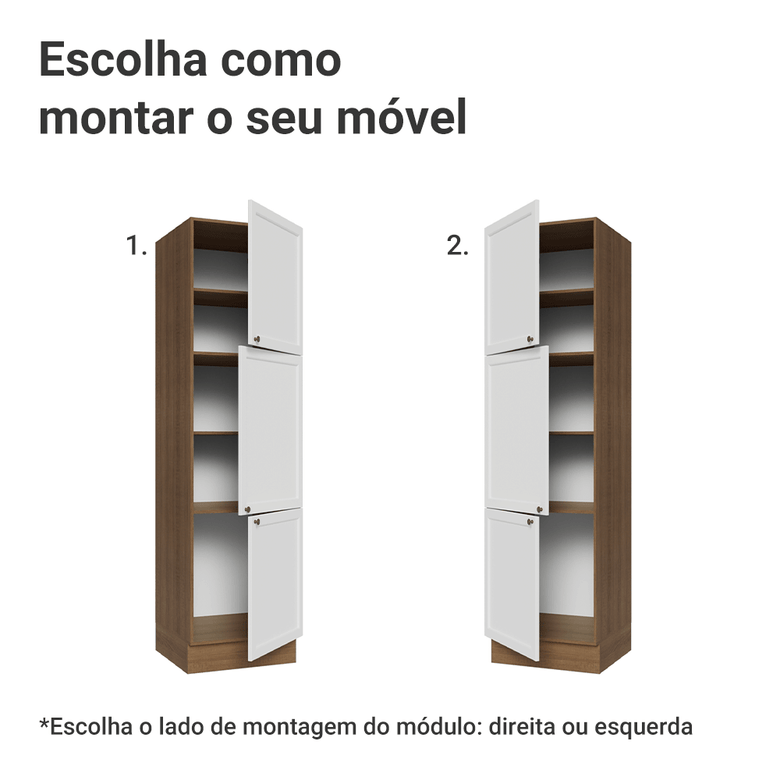 Paneleiro 60 cm 3 Portas Rustic/Branco Vik Madesa