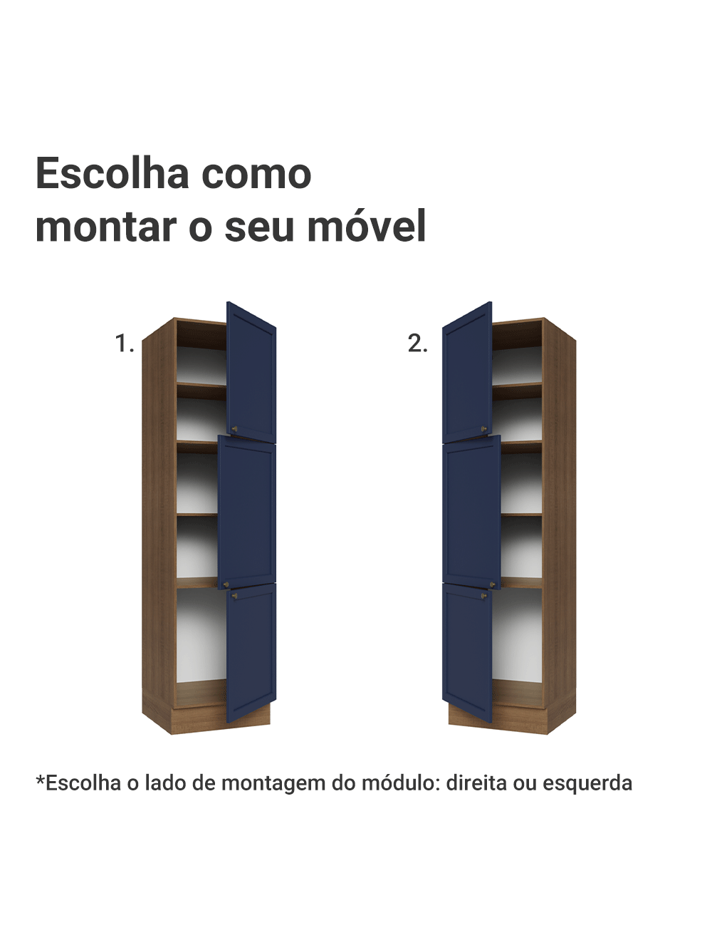 Paneleiro 60 cm 3 Portas Rustic/Azul Vik Madesa