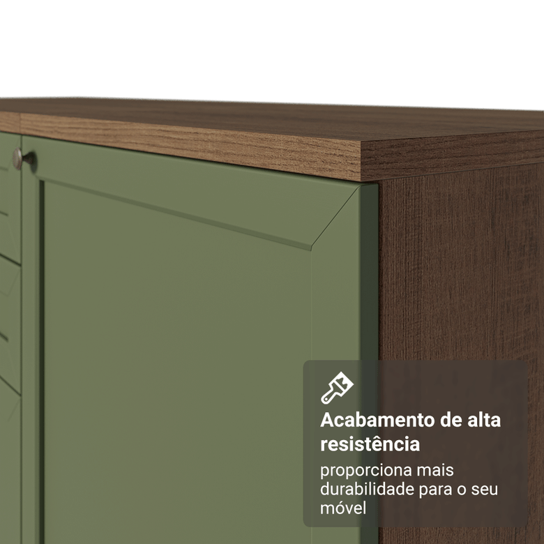 Paneleiro 60 cm 3 Portas Rustic/Verde Vik Madesa