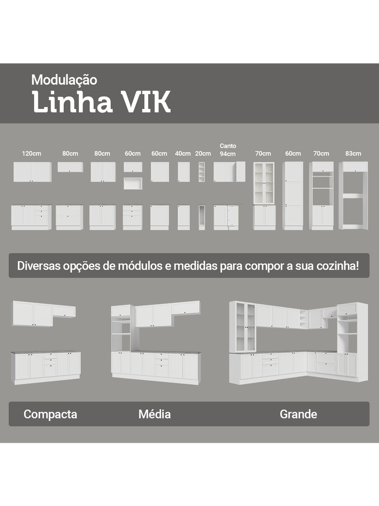 Torre Quente 60 cm 1 Porta 3 Gavetas Branco Vik Madesa