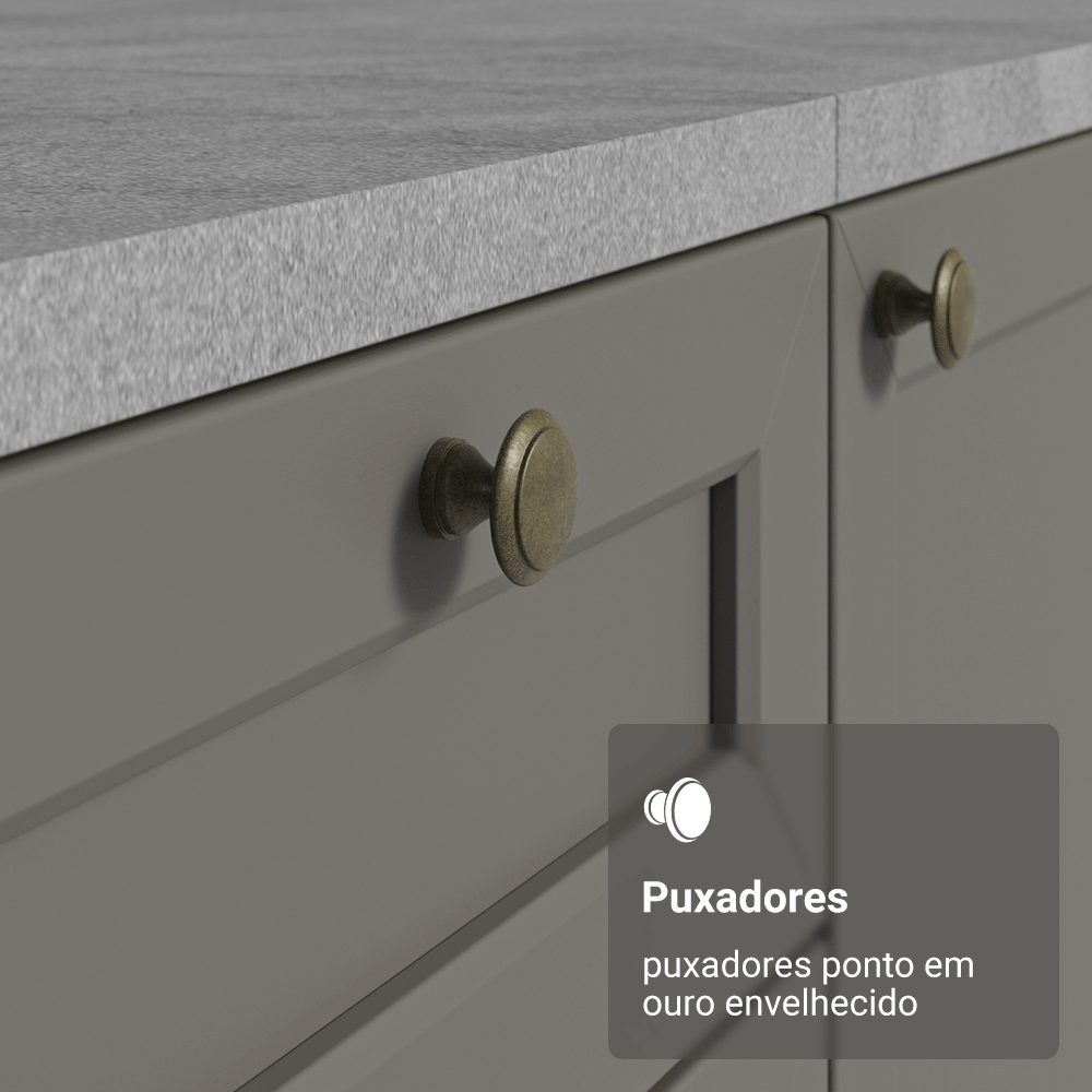 Torre Quente 60 cm 1 Porta 3 Gavetas Branco/Cinza Vik Madesa