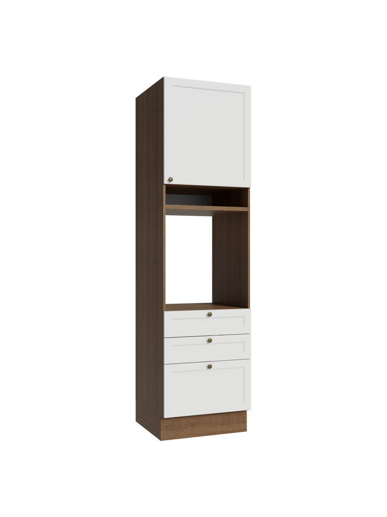 Torre Quente 60 cm 1 Porta 3 Gavetas Rustic/Branco Vik Madesa