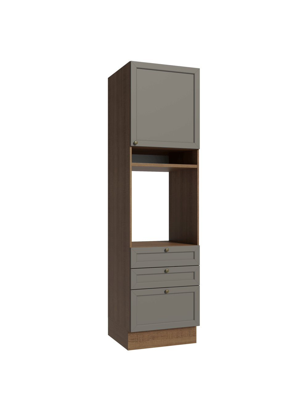 Torre Quente 60 cm 1 Porta 3 Gavetas Rustic/Cinza Vik Madesa - Rustic/Cinza