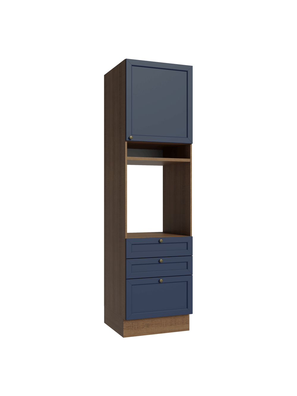 Torre Quente 60 cm 1 Porta 3 Gavetas Rustic/Azul Vik Madesa - Rustic/Azul
