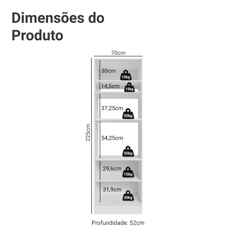 Torre Quente 70 cm 3 Portas Branco Vik Madesa