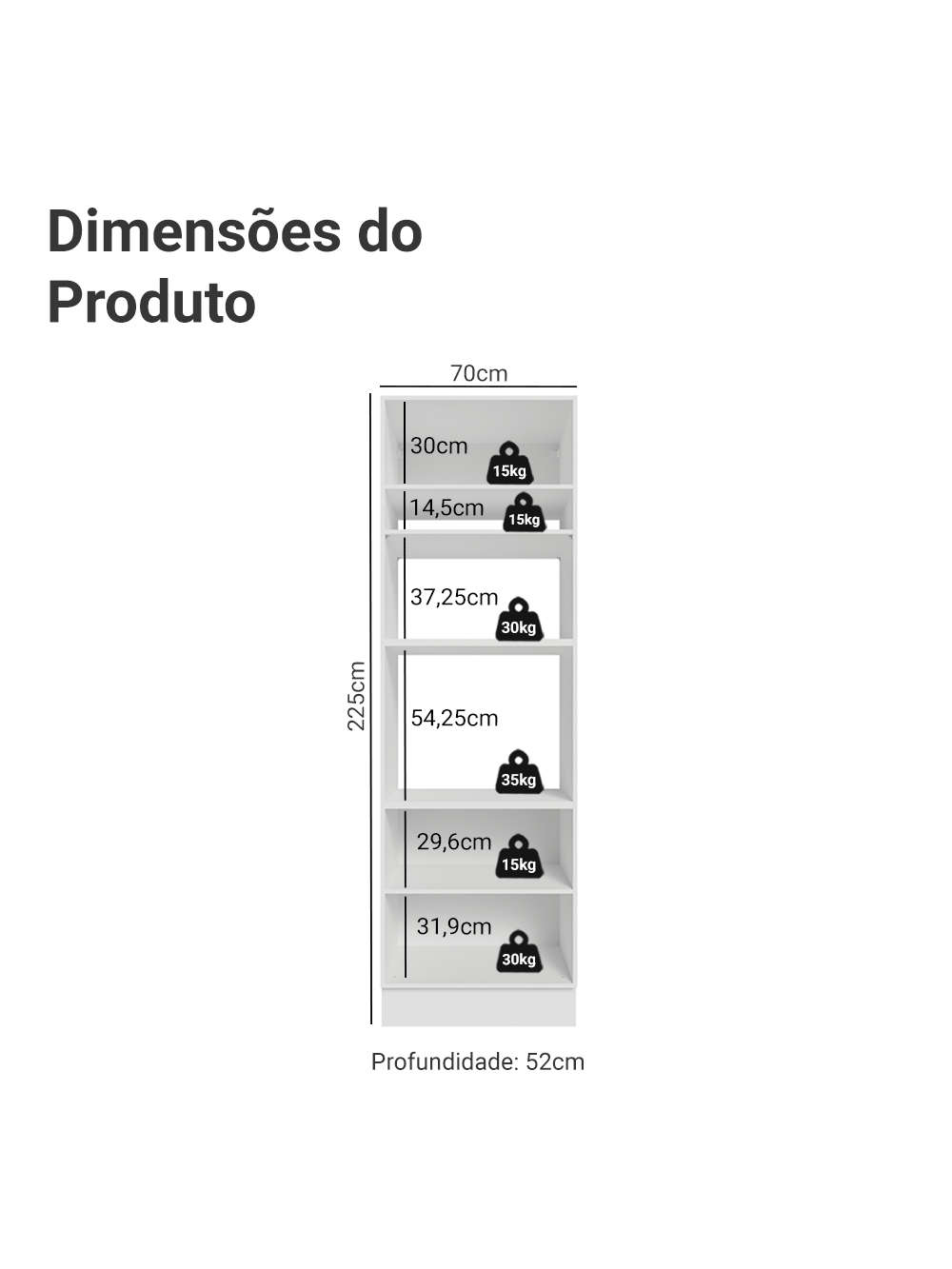 Torre Quente 70 cm 3 Portas Branco/Cinza Vik Madesa - Branco/Cinza