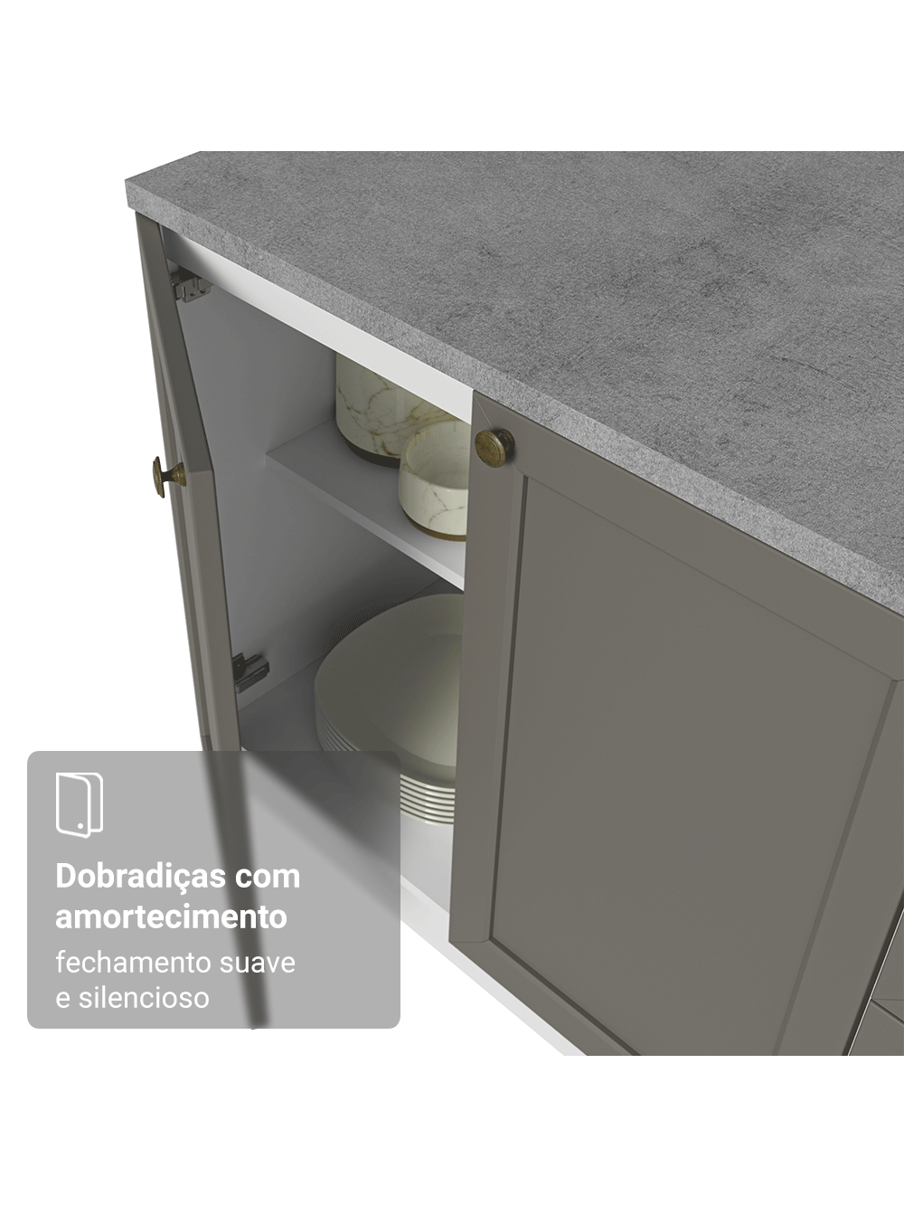 Torre Quente 70 cm 3 Portas Branco/Cinza Vik Madesa