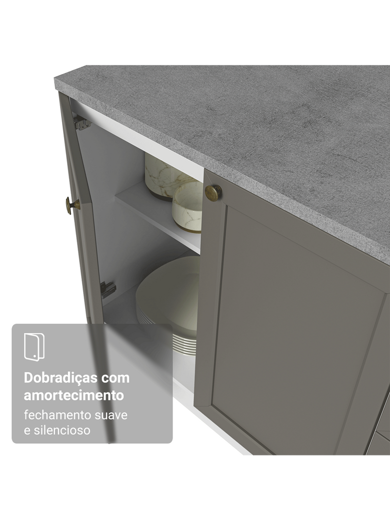 Torre Quente 70 cm 3 Portas Branco/Cinza Vik Madesa