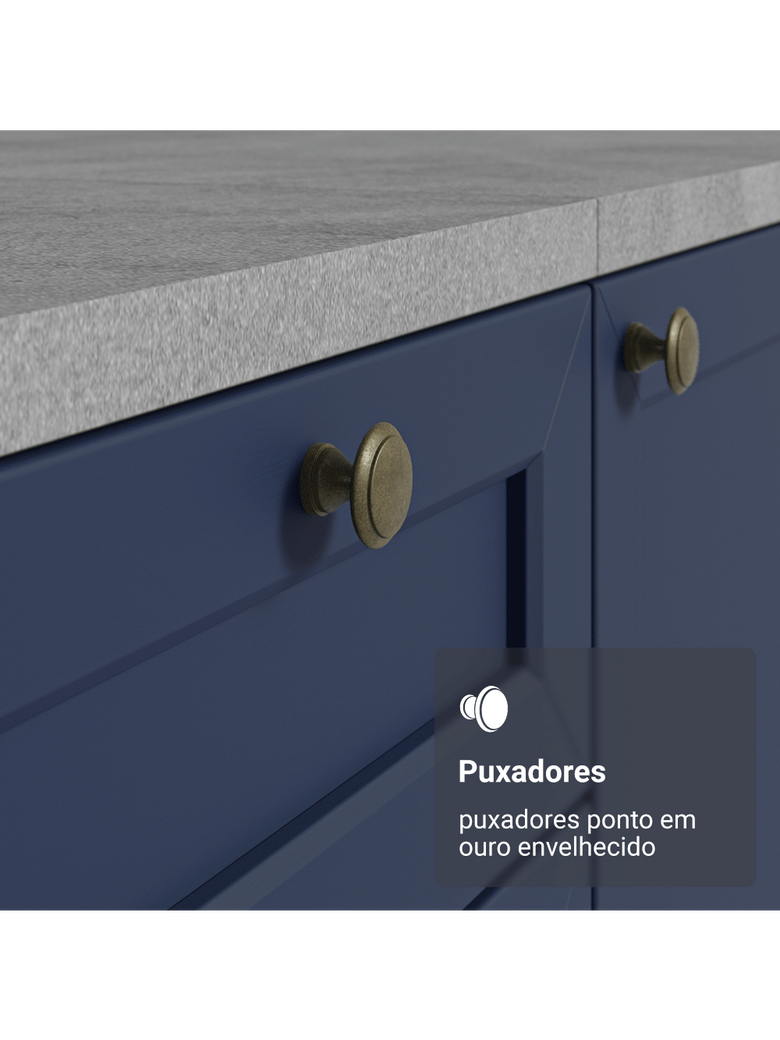 Torre Quente 70 cm 3 Portas Branco/Azul Vik Madesa