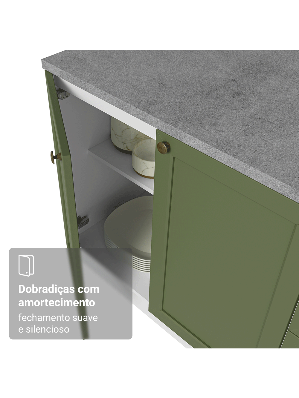 Torre Quente 70 cm 3 Portas Branco/Verde Vik Madesa