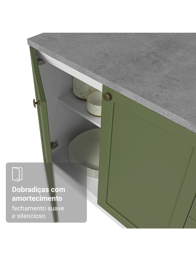 Torre Quente 70 cm 3 Portas Branco/Verde Vik Madesa